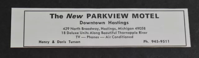 Parkview Motel - 1968 Print Ad